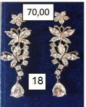 Brinco Pendente com Cristais em Formato de Flores e Gota - PREÇO PROMOCIONAL !! 50,00 !!